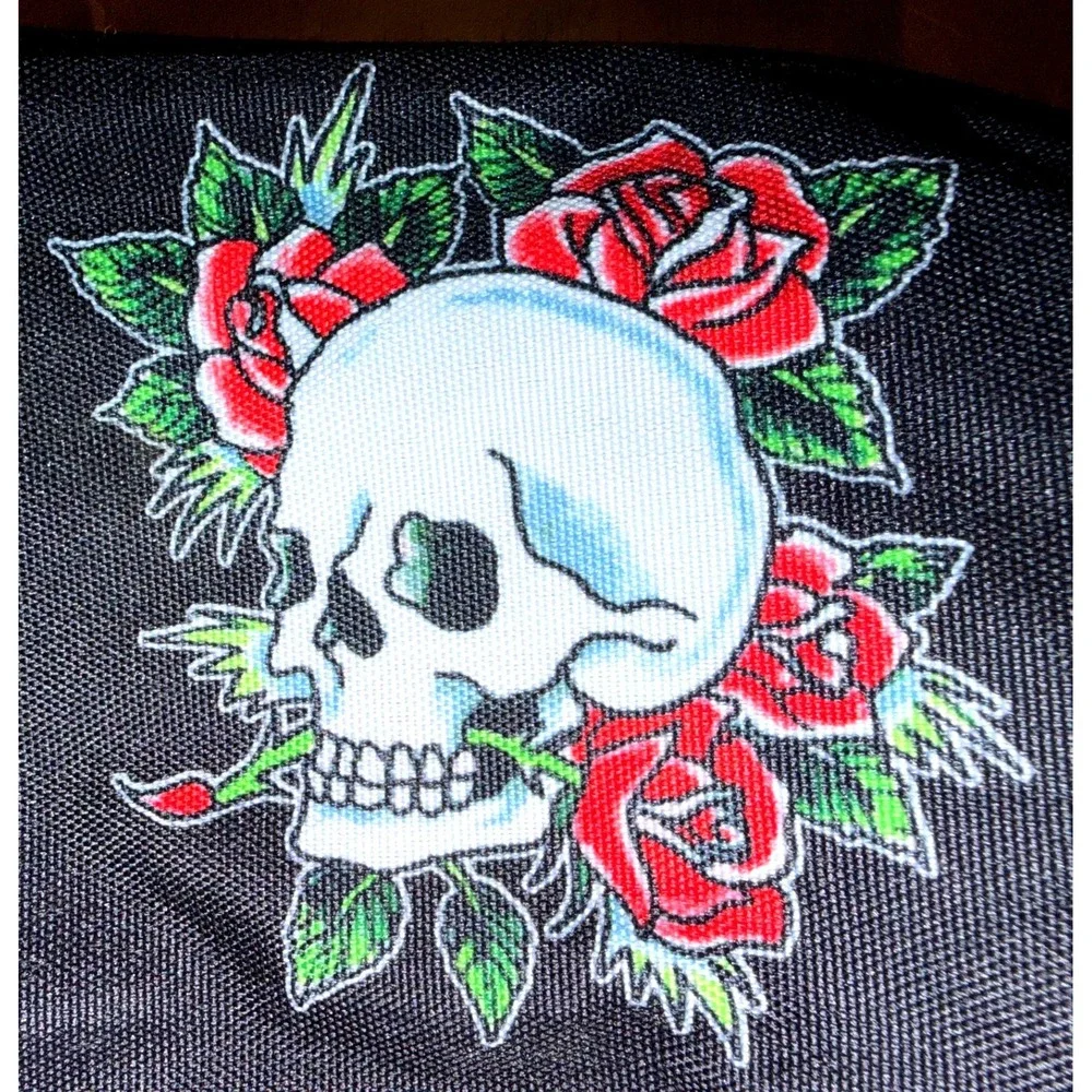 Vtg Ed Hardy Skull Roses Toiletry Bag Unisex Black Red Y2K Tattoo Travel Dopp